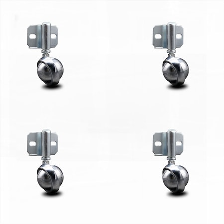Service Caster 2 Inch Bright Chrome Metal Ball Caster - Side Mount Bracket - SCC, 4PK SCC-GR01S20-DCS-BC-71678-4-CB180-4